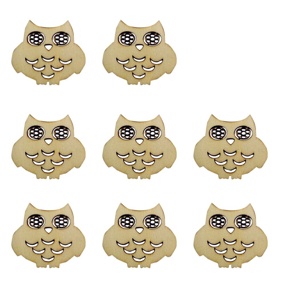 10 Pcs Unfinished Wood Chips Owl Wooden Cutout Chips Decorating DIY Art Crafts