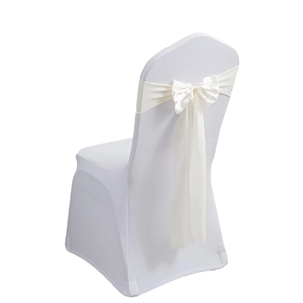 Pack Of 6 Spandex Chair Bands Satin Chair Sashes Chair Ribbons Bows Stretch Chai