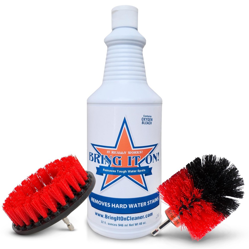 Powerful Water Spot Remover Kit with 2 Drill Brushes for Tile & Surface Cleaning