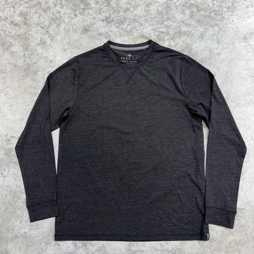 Free Fly Shirt Mens Medium Gray Long Sleeve Bamboo Blend Performance Top