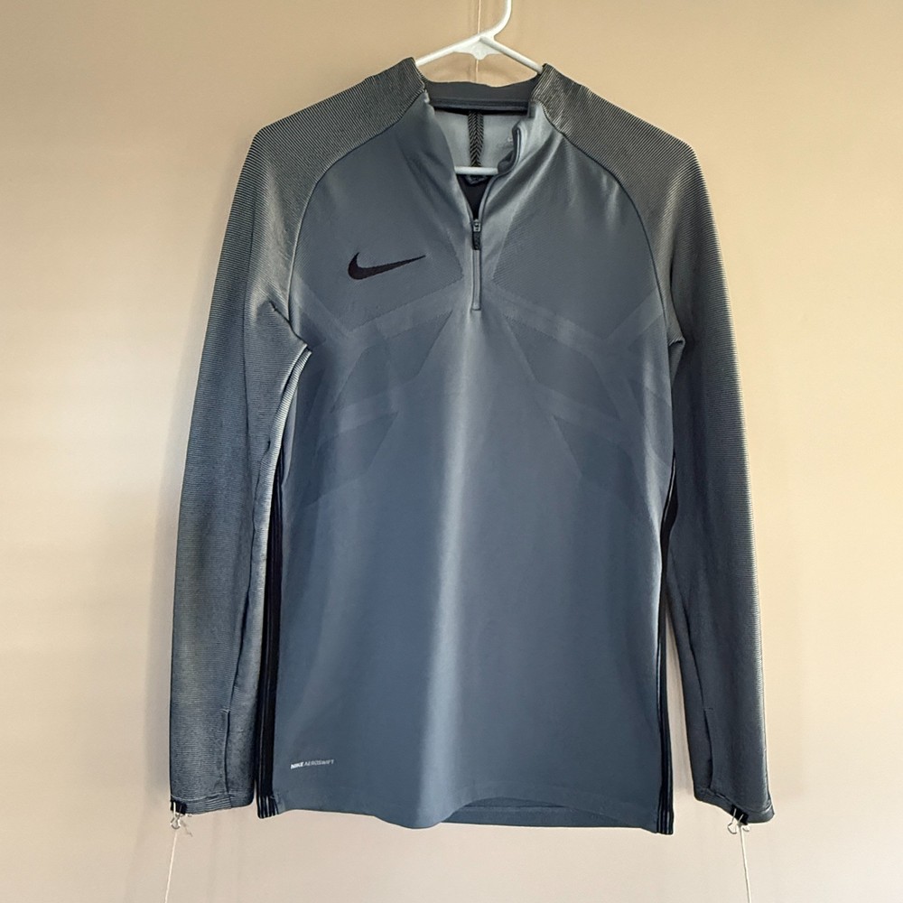 Vintage Nike Aeroswift Textured 1/4 Zip Running Sweater Grey Men's Small VTG