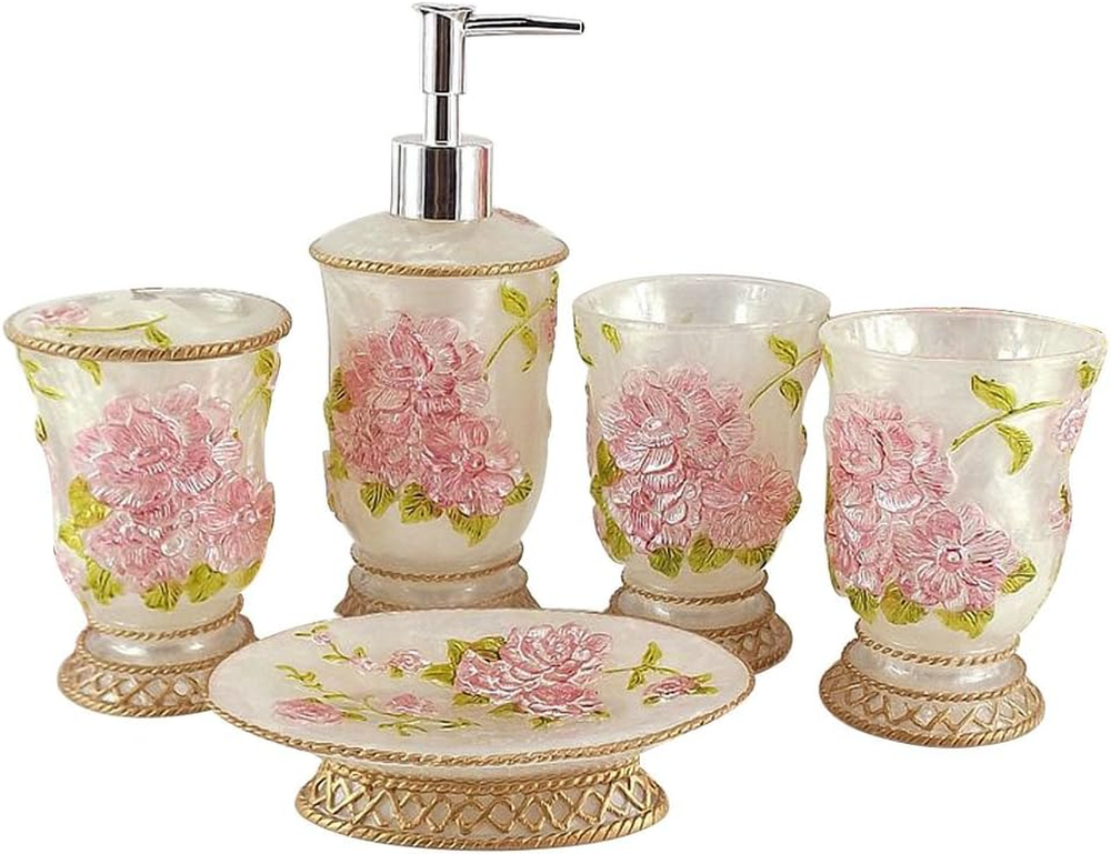 Vintage 5-Piece Bathroom Accessories Set with Soap Dispenser and More