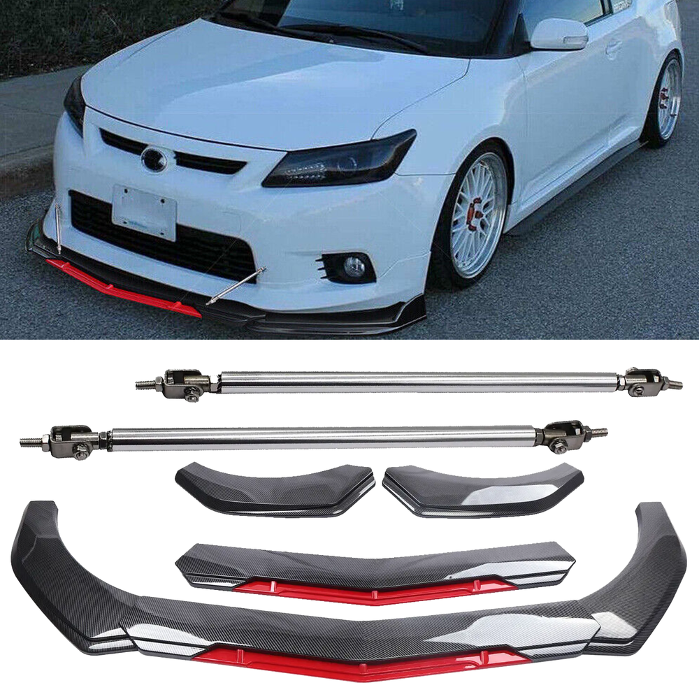 Scion TC 05-16 FR-S Carbon Fiber Front Bumper Lip Spoiler with Strut Rods