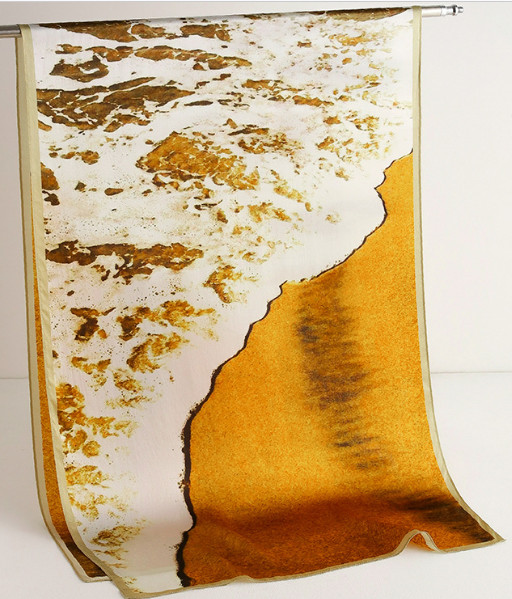 100% Silk Floral Scarf for Women in Yellow White and Gray Shawl Wrap ZT359