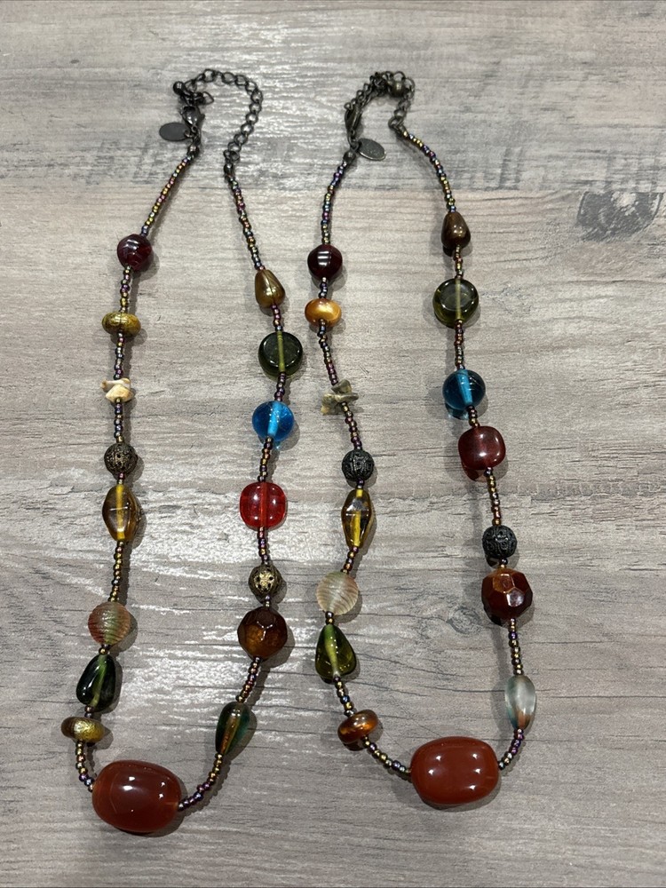 Lia Sophia Beaded Multi Color Necklace  Set Of 2