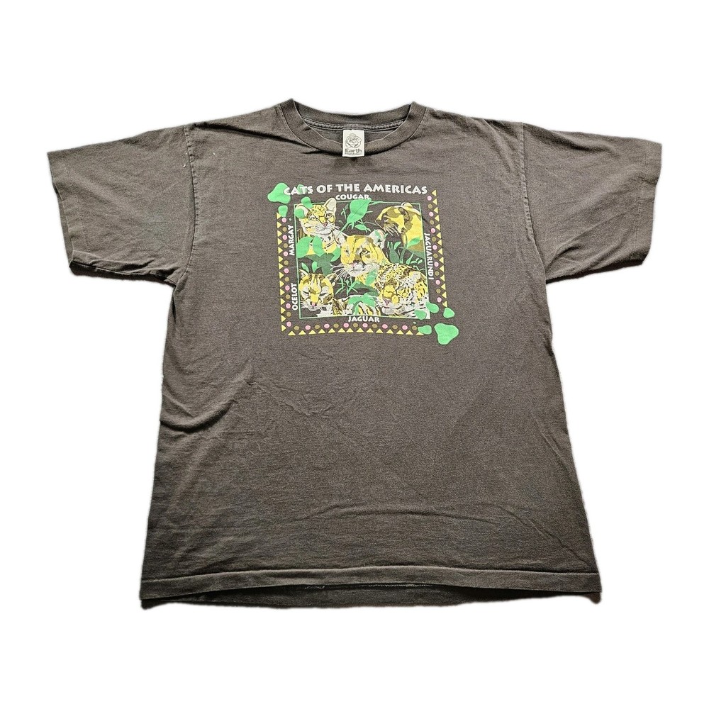Vintage 90s Cats Of America Nature Graphic T-Shirt Single-Stitch USA Made XL