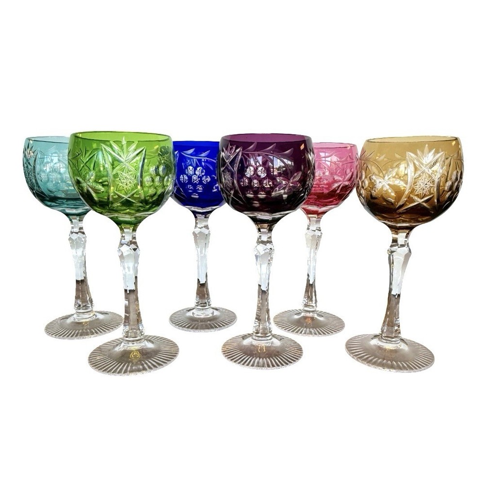 VINEYARD GRAPE by BAYEL CUT CRYSTAL WINE HOCK GLASS GERMANY, Rare 7.6