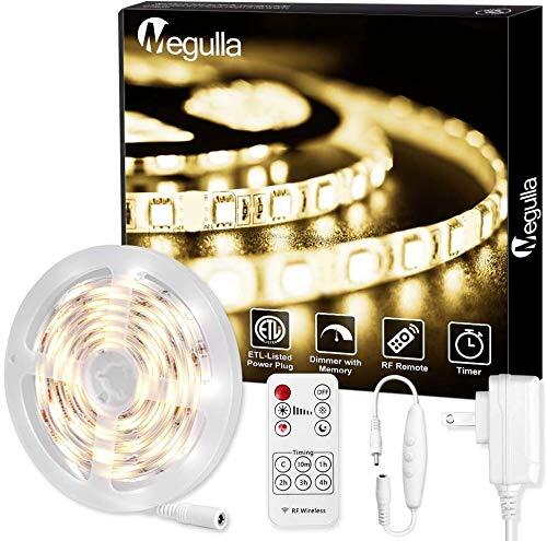32.8ft Warm White Dimmable LED Strip Lights with RF Remote 3000K