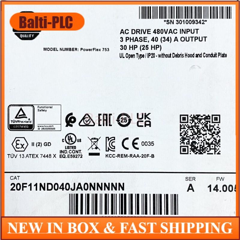 NEW AB 20F11ND040JA0NNNNN PowerFlex753 AC drive 20F11ND040JA0NNNNN