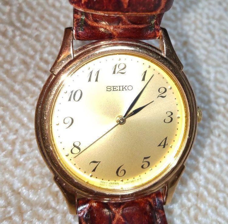 Seiko Men's Gold Dial Watch with Operation Confirmed Feature