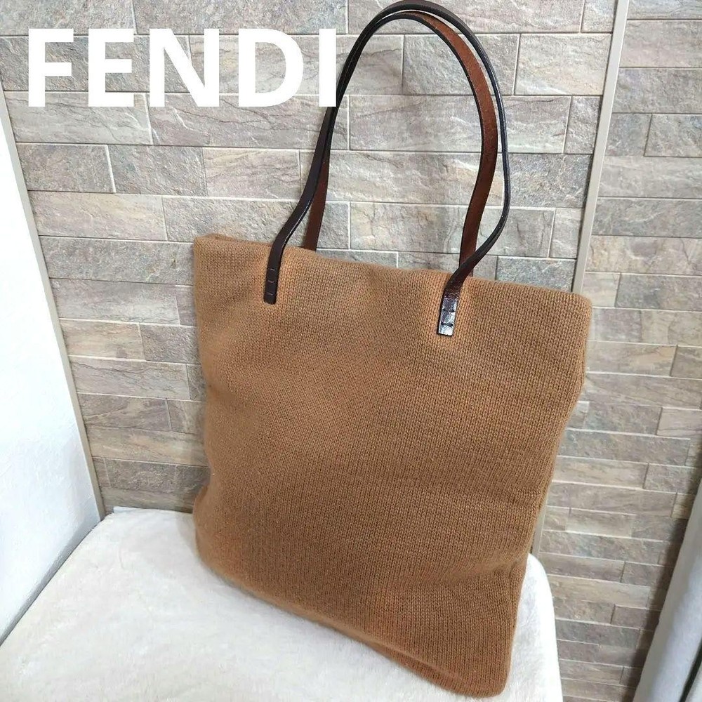 Fendi Wool and Leather Tote Shoulder Bag for Women