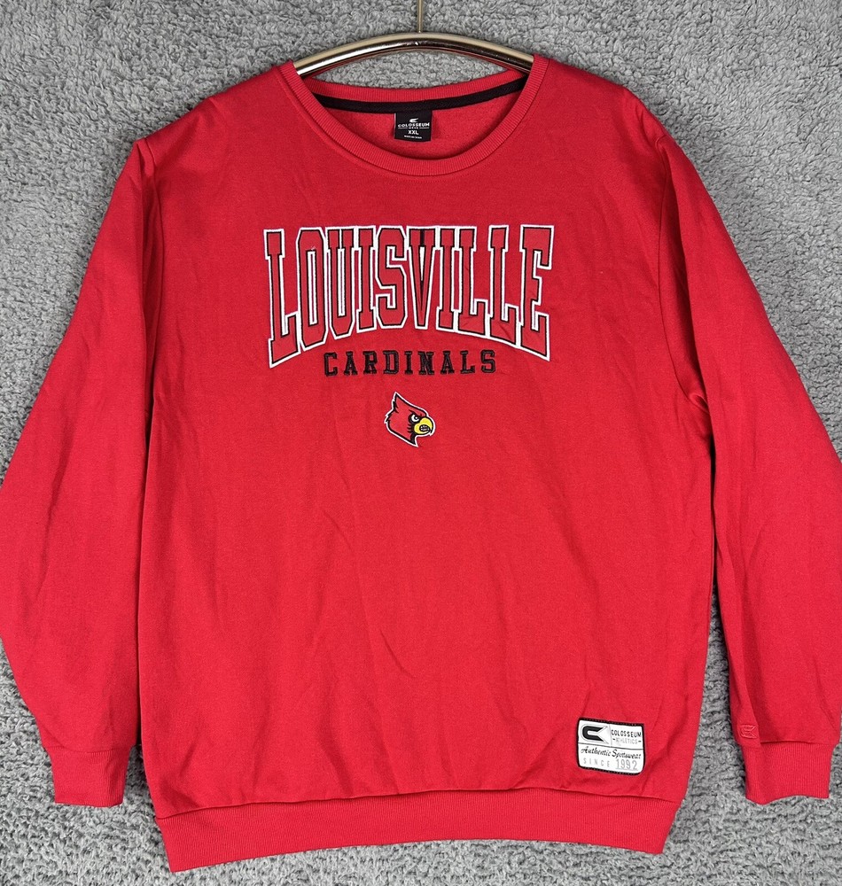Louisville Cardinals Crew Neck Pullover Sweatshirt Red Mens Size XXL NCAA