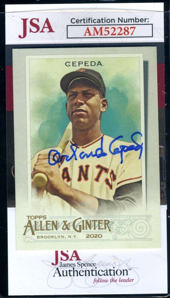 Orlando Cepeda JSA Coa Signed 2020 Topps Allen and Ginter Autograph