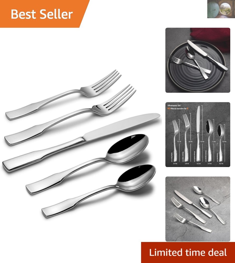 Kate Stain-Resistant 40-Piece Flatware Set with Stylish Easy-Clean Finish