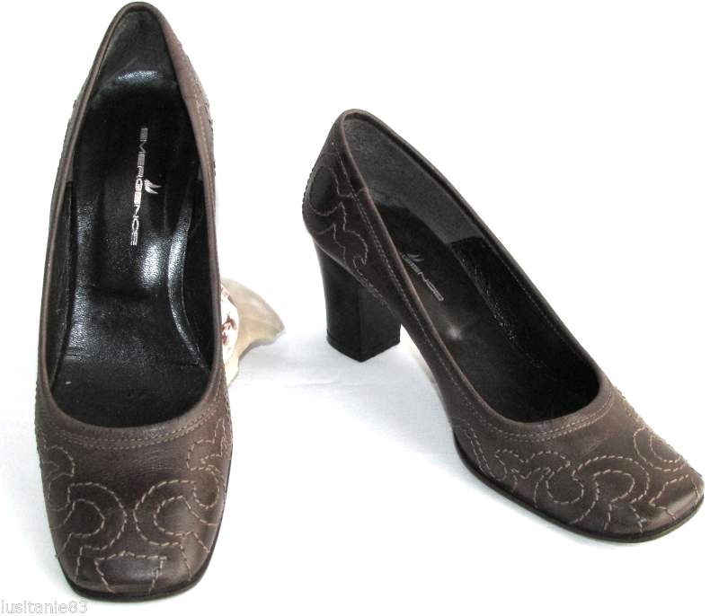 Brown Leather High Heel Shoes Size 35 - Excellent Condition