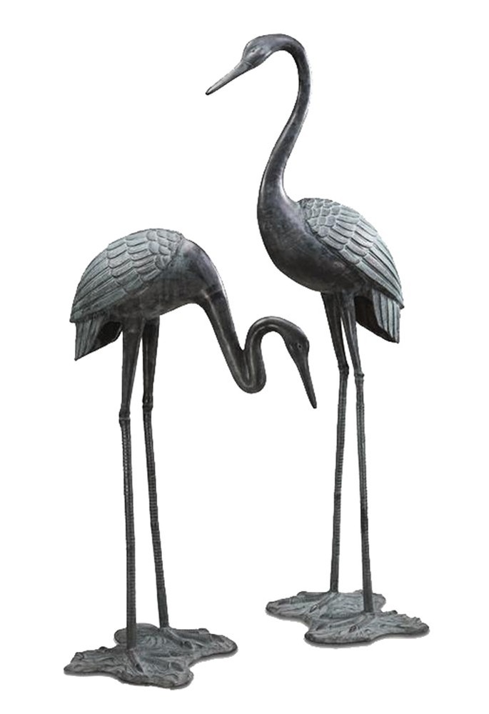 Large Garden Crane Pair Statues for Outdoor Decor