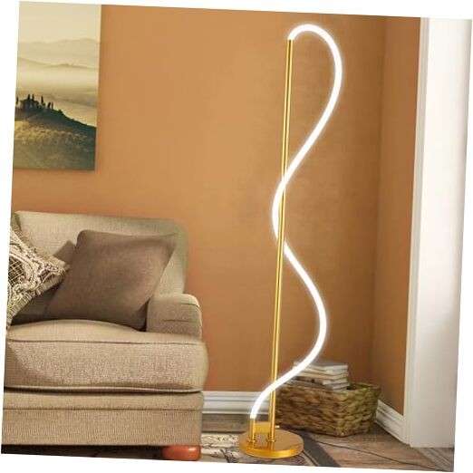 Modern 3-level dimmable gold LED floor lamp with flexible DIY design
