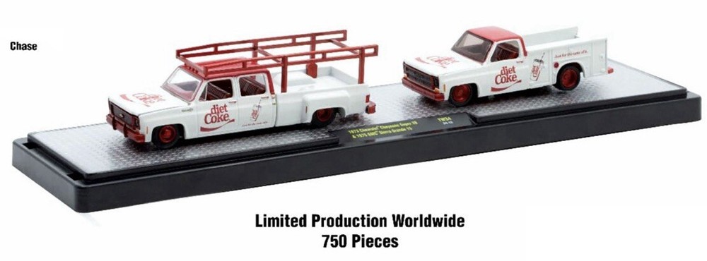 M2 MACHINES CHASE 73 CHEVY CHEYENNE SUPER 30 DUALLY SQUAREBODY & 75 GMC SIERRA