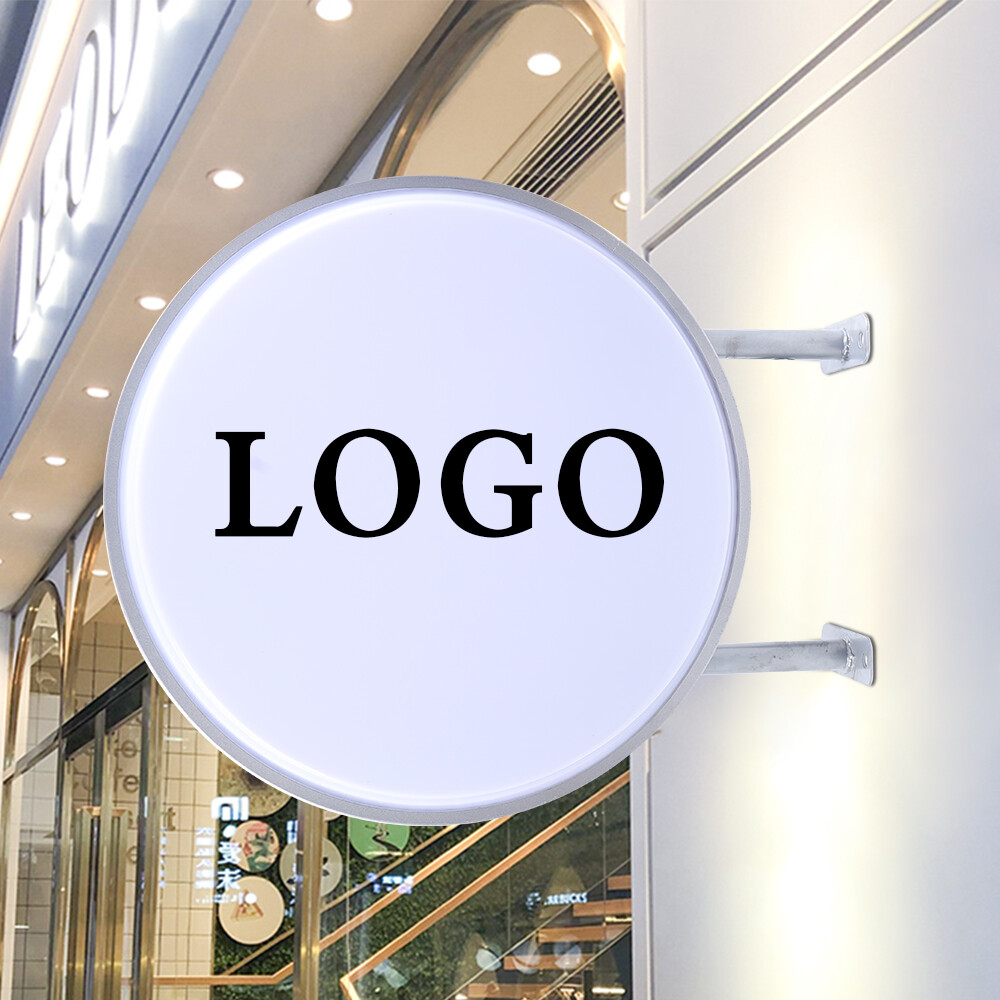 Double Sided Round LED Light Box for Outdoor Advertising with Illuminated Projecting Sign Design