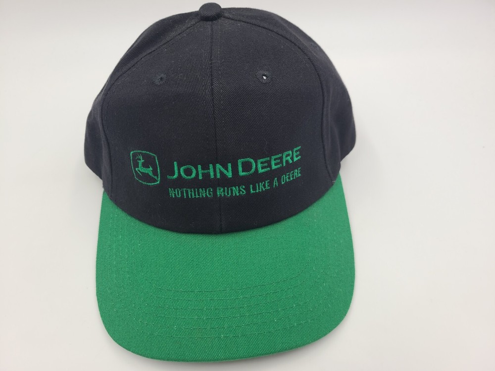 Vintage John Deere Nothing Runs Like A K-Products Snapback Hat Cap Black Green
