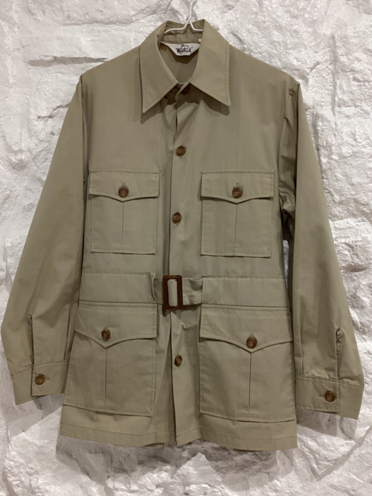 Vintage 70's Woolrich Safari Jacket Men's Medium Belted