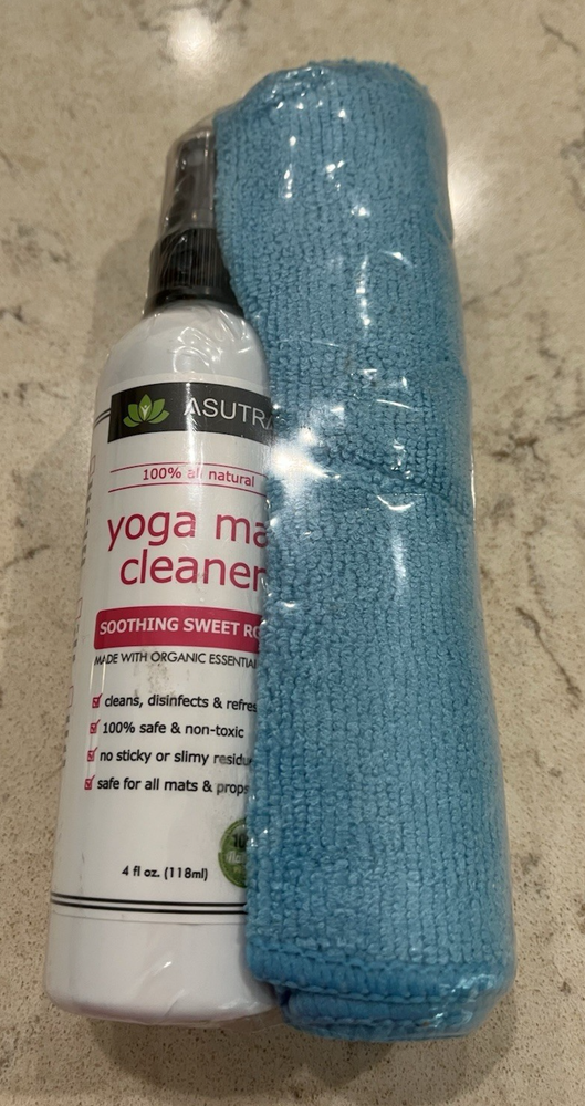 Asutra Organic Sweet Rose Yoga Mat Cleaner & Towel 4 fl oz New Sealed
