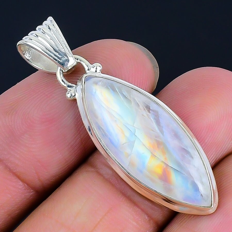 Gift For Her 925 Sterling Silver Natural Moonstone Gemstone Jewelry Pendant