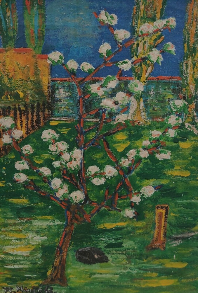 Clearance Sale Pickup Handover Painting Tree Blossom Signed R. Müller-image