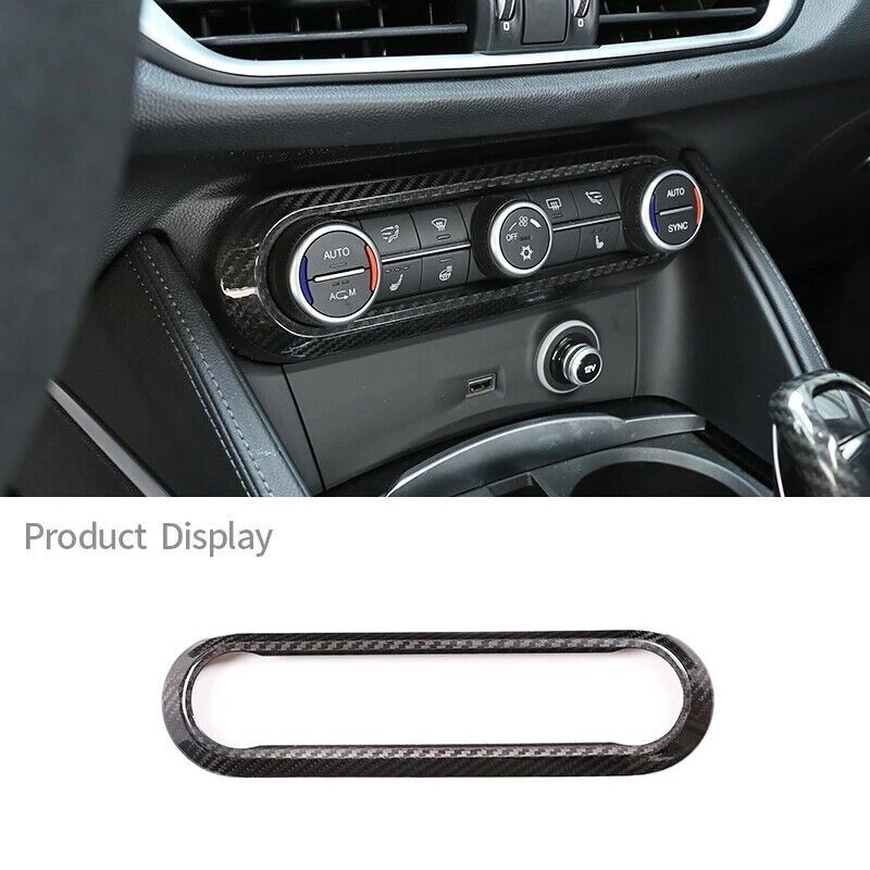 Carbon Fiber Car AC Knob Panel Trims For Alfa Romeo Stelvio Giulia 2017-18 2019