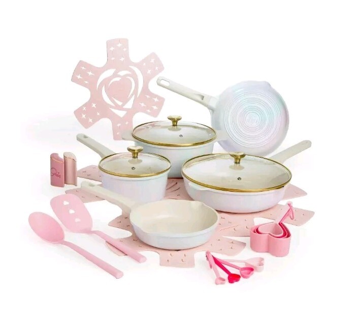 Paris Hilton 24-piece Ceramic Pot And Pan Set White Rainbow
