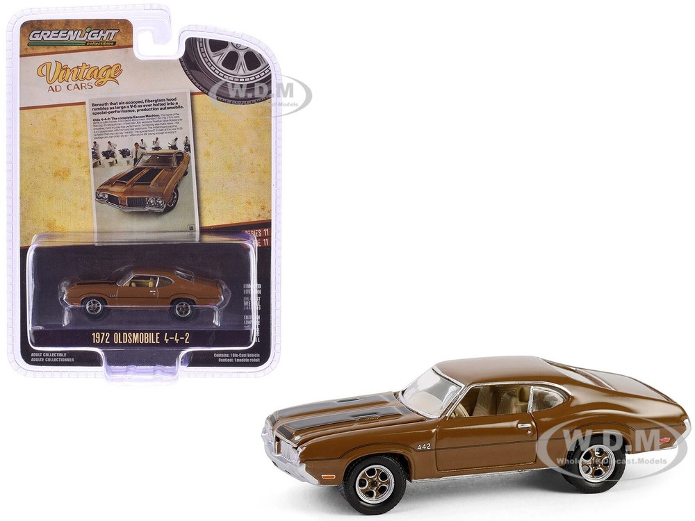 1972 OLDSMOBILE 442 BROWN 1/64 DIECAST MODEL CAR BY GREENLIGHT 39150 D