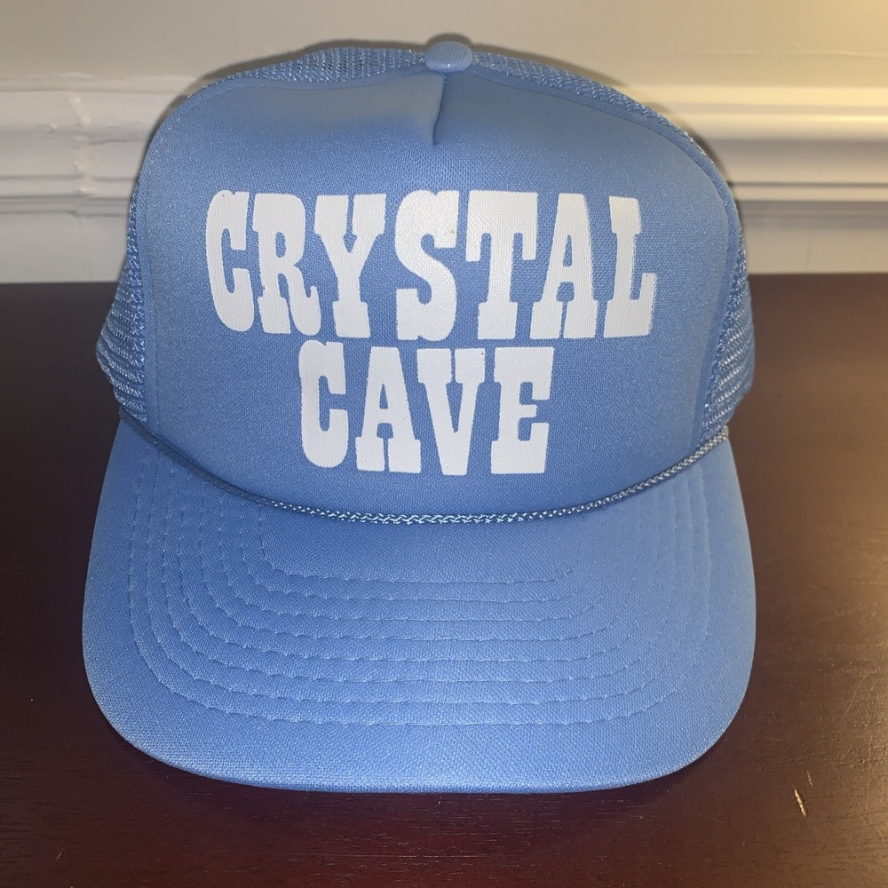 Vintage Crystal Cave blue snapback adjustable M/L trucker hat, Players by DAH