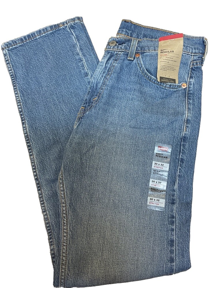 Men’s Levi Strauss 505 Regular Eco Ease Jeans- 30X32 Straight Leg- Stretch