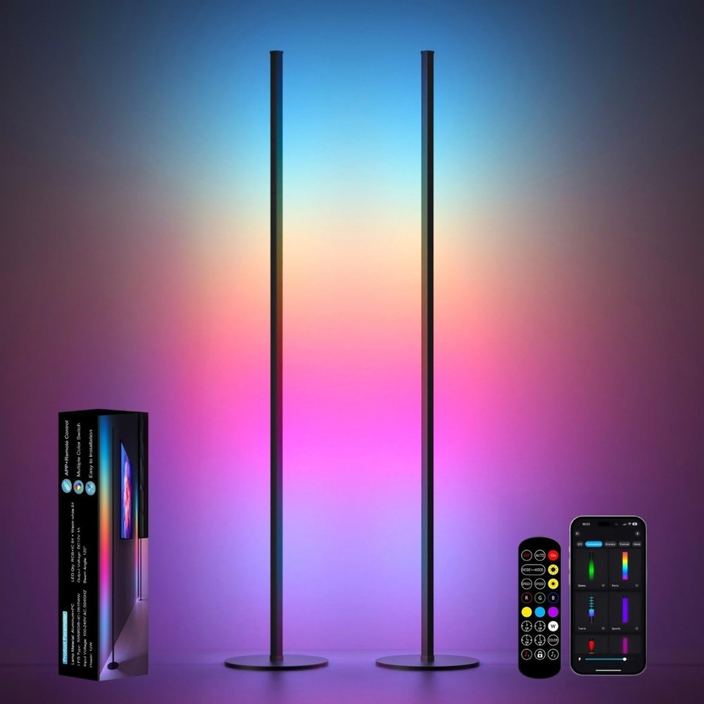 RGB IC LED Corner Floor Lamp with 16 Million Colors & Warm White