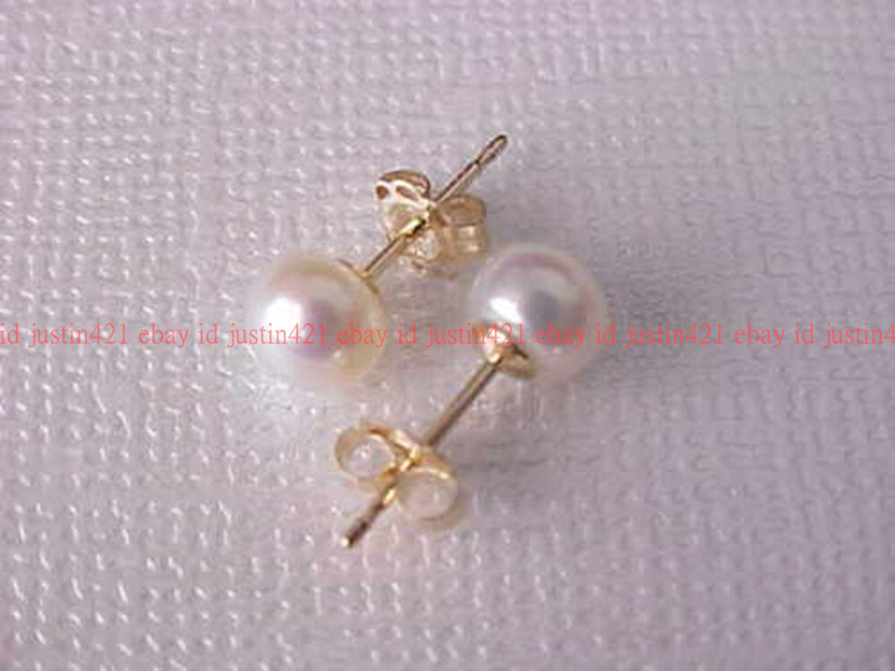 Wholesale 6-7mm Natural White Pearl Earrings 14k Gold Limited Time Promotion!-image