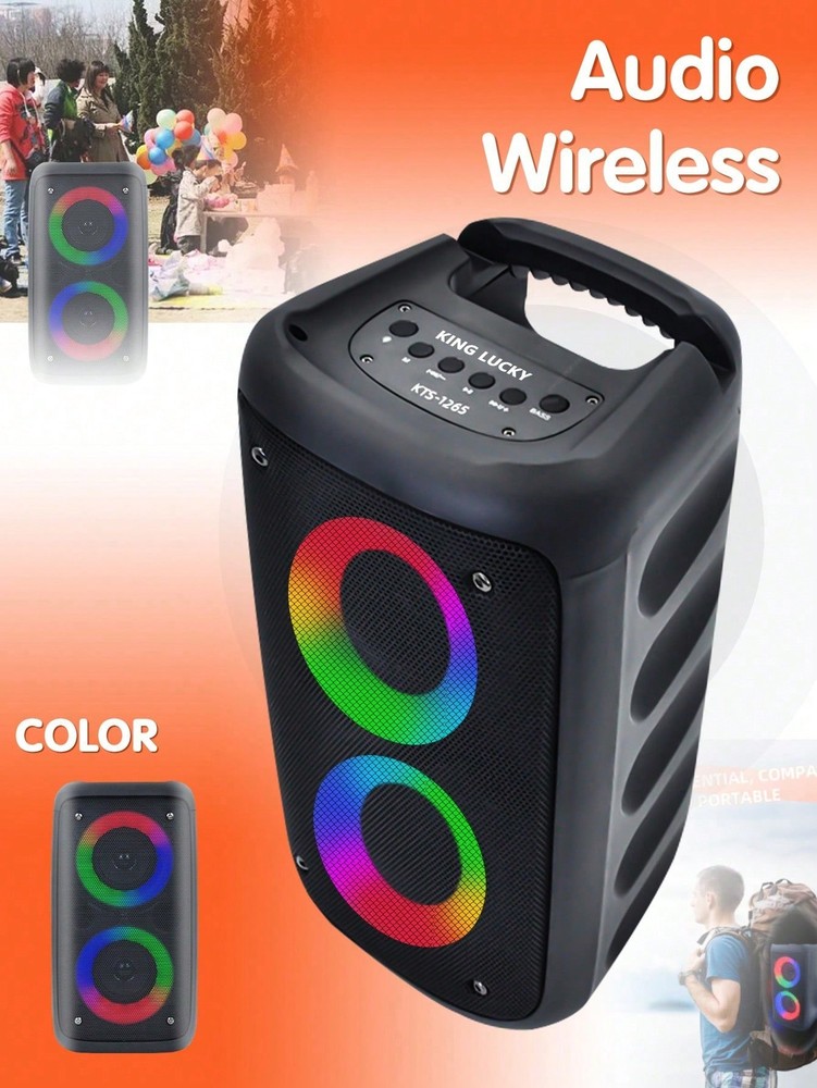 Kinglucky Wireless TWS Portable Speaker with Lights 85dB Loud Bluetooth Audio