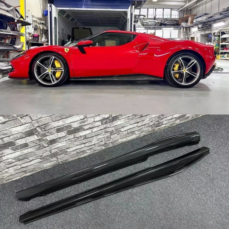 REAL CARBON FIBER SIDESKIRTS SIDE STEP EXTENSION COVER FOR FERRARI 296 GTB GTS