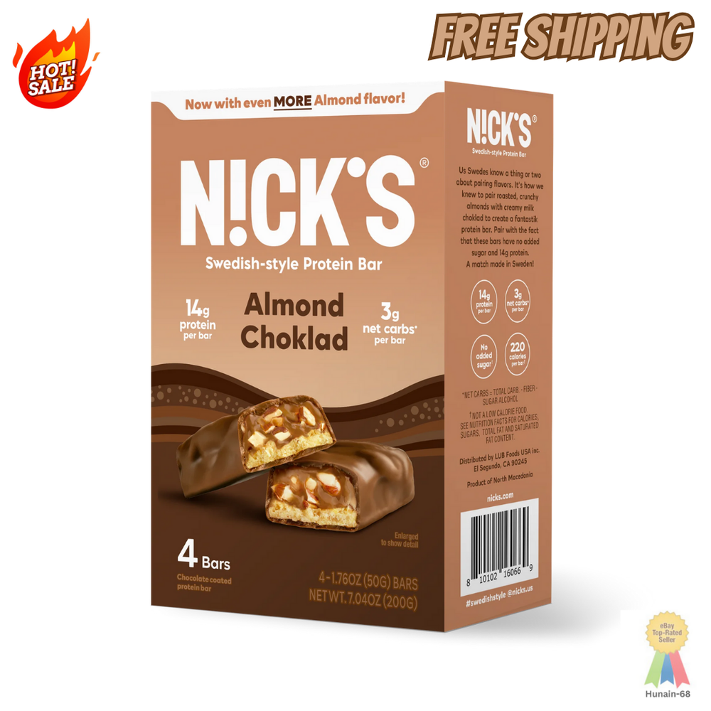 NICKS Almond Chocolate Keto Protein Bar 1.76oz 4-Pack