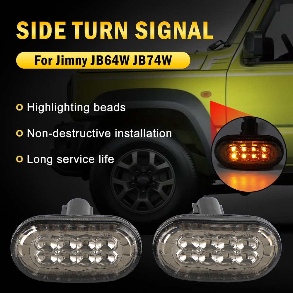 Pair of Side Marker Light Turn Signal Light For Suzuki Jimny JB64 JB74 Smoked U4