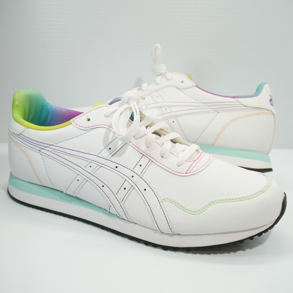 Asics Tiger Mens Runner Shoes Size 11 White Rainbow Athletic Casual Sneakers
