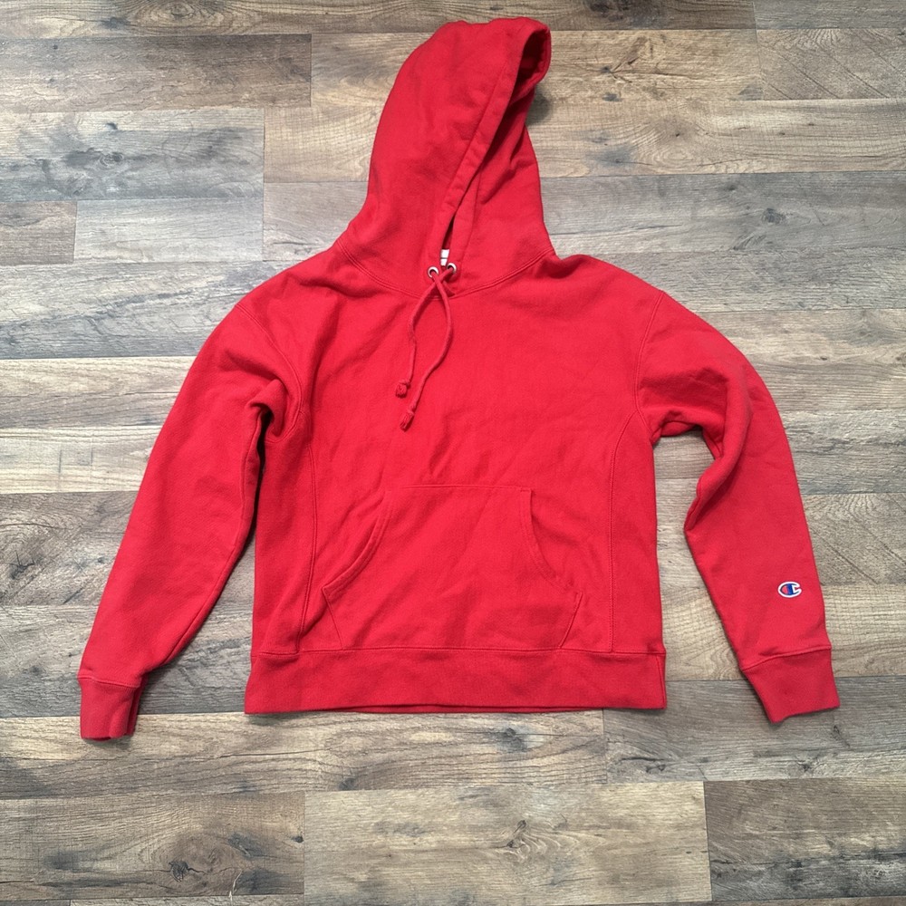 Vintage Champion Red Hoodie Sweatshirt Size Men’s Small Reverse Weave