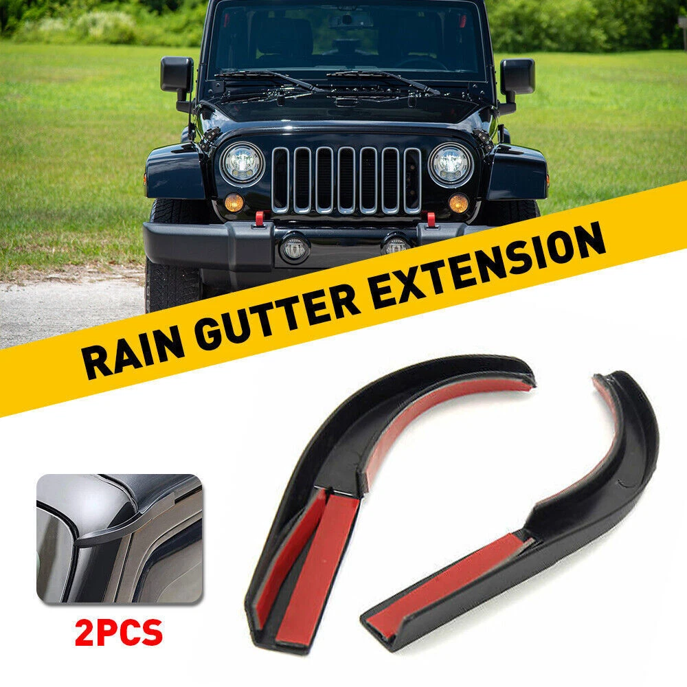 Water Rain Diverter Guard Slot Gutter Extension for Jeep Wrangler JKU 2007-2017