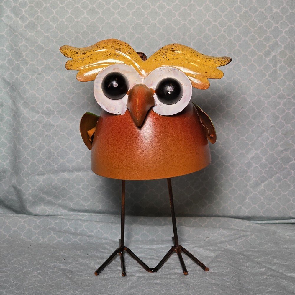 Metal Owl Bobble Head Indoor Outdoor Decorative Figurine