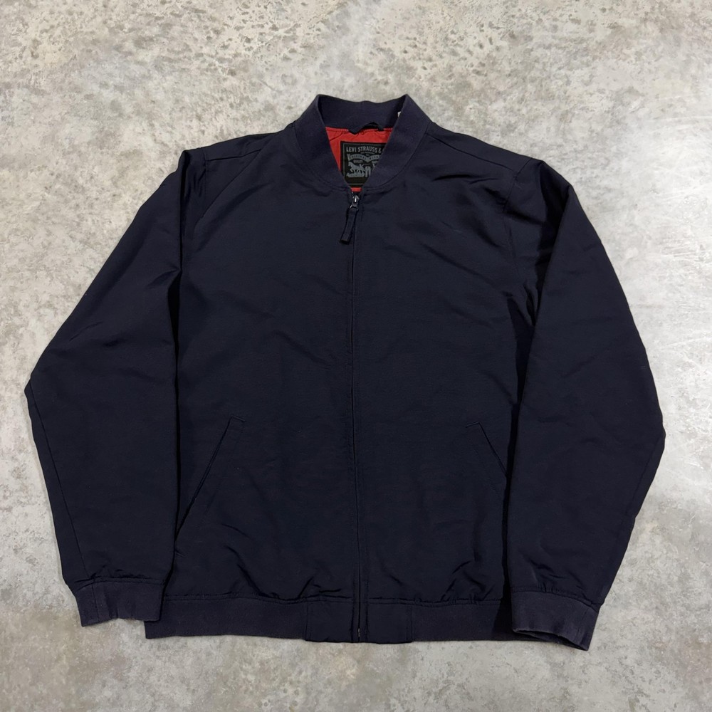 Levi Strauss & Co Jacket Mens XL Navy Blue Cotton Bomber Full Zip Lined Pockets