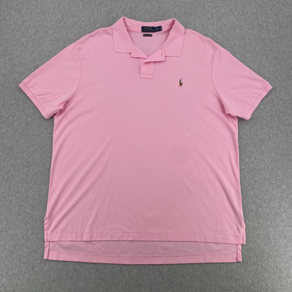 Polo Ralph Lauren Shirt Men's 2XL Solid Pink Pima Soft Touch Classic Pony Polo
