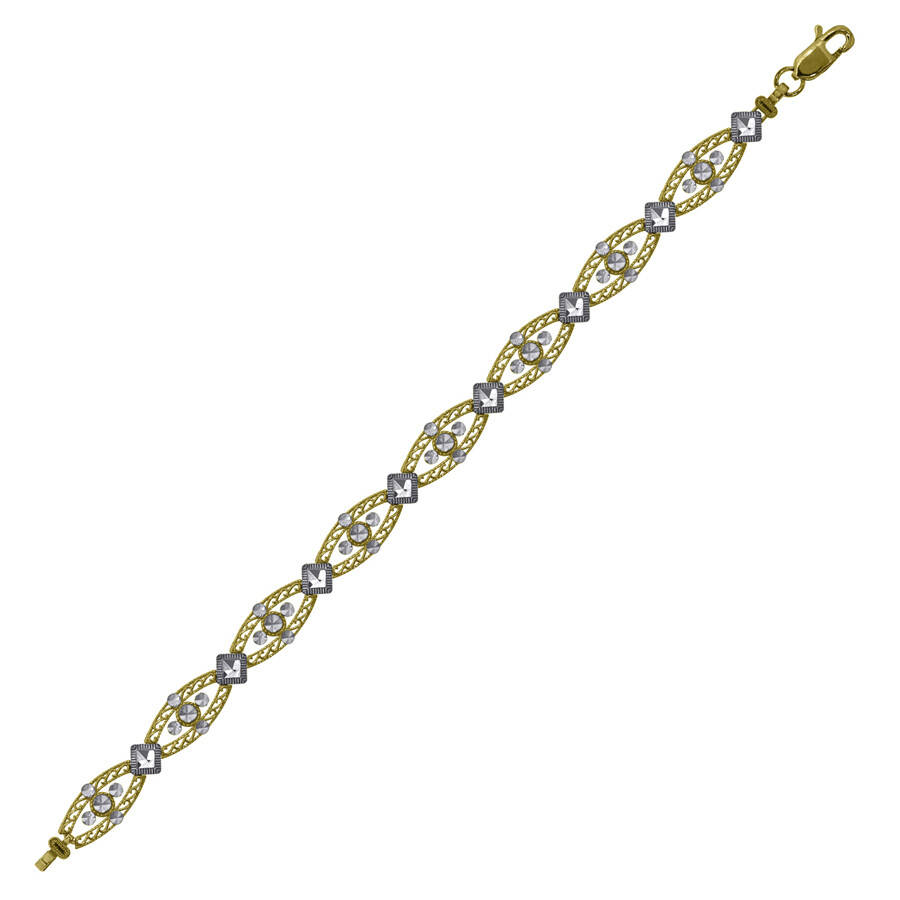 10k Two-Tone Gold Link Bracelet for Women 7 Inch 6.1 Grams