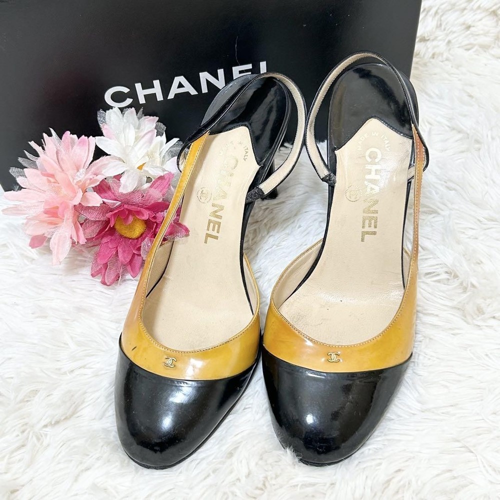 CHANEL Black Womens Pumps EU 37.5 Heeled Shoes Af1210 Preowned  