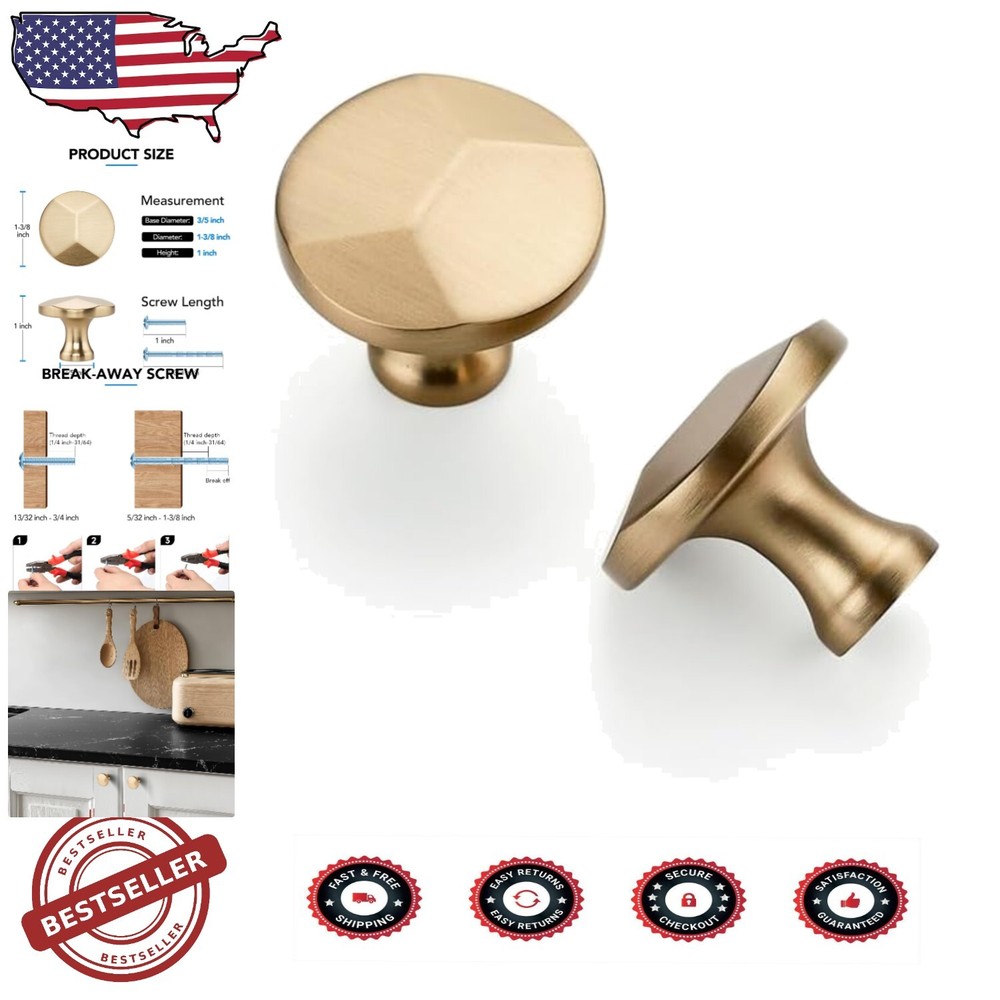 Durable Zinc Alloy Round Cabinet Knobs - 30 Pack for Kitchen & Bathroom