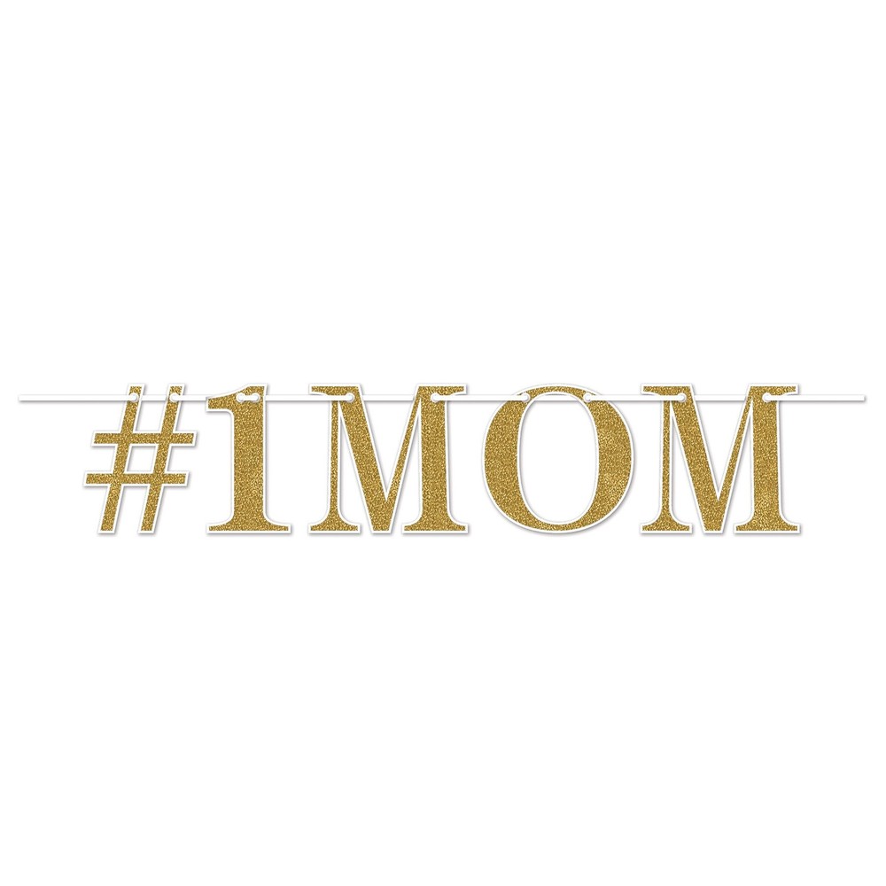 Beistle Gold #1 Mom Streamer for Mothers Day or Fathers Day Party Decor-image