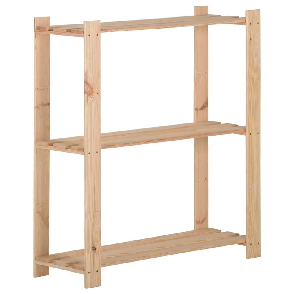 3-Tier Solid Wood Pine Storage Rack 31.5x11.2x35.4 Inches